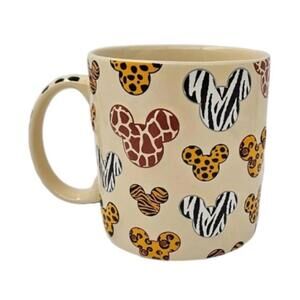 Disney Parks Mickey Mouse Animal Print Mug 3D Ears Ceramic Animal Kingdom Cup